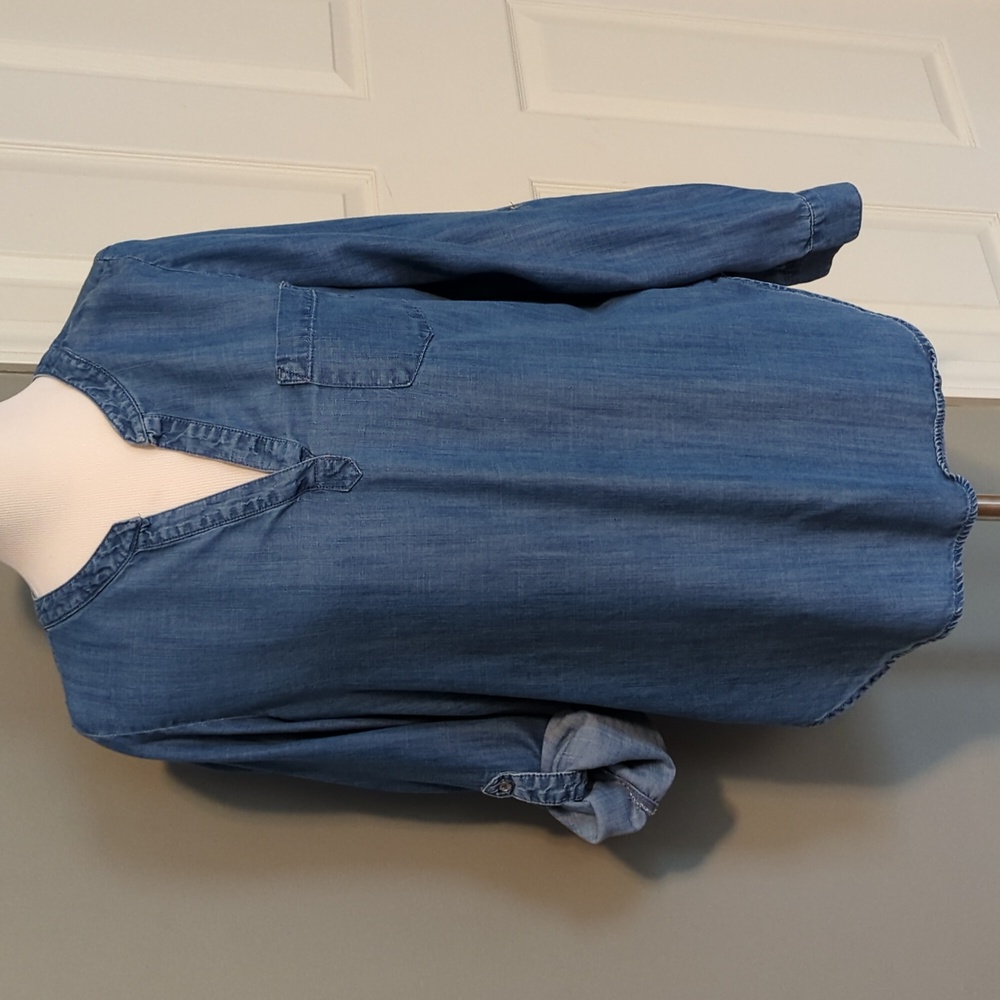 Loft Lounge long sleeve jean blouse